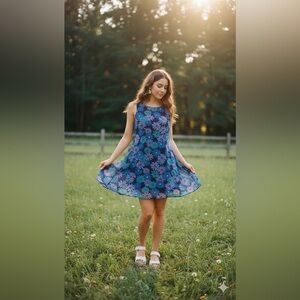 90s prima dona women's floral sleeveless dress medium